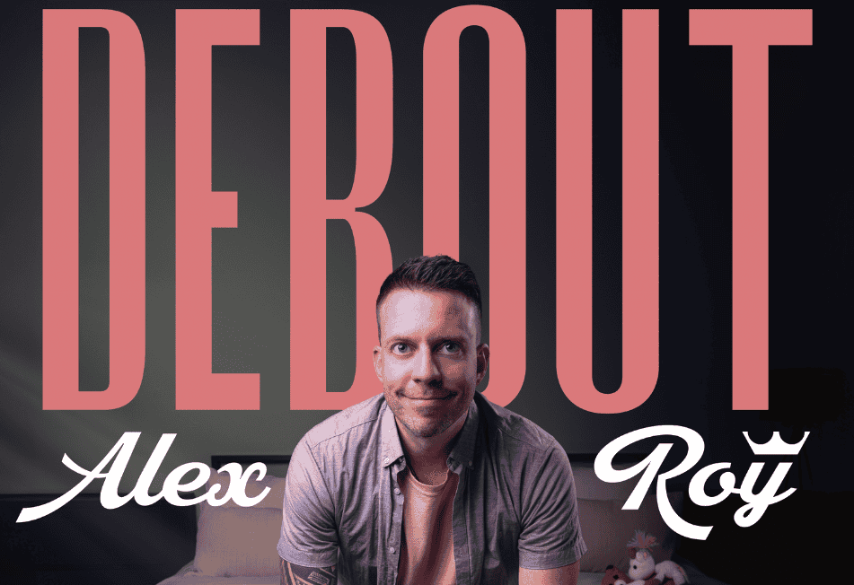 Affiche du spectacle "Debout" d’Alex Roy à Sainte-Thérèse, une soirée d’humour à ne pas manquer.